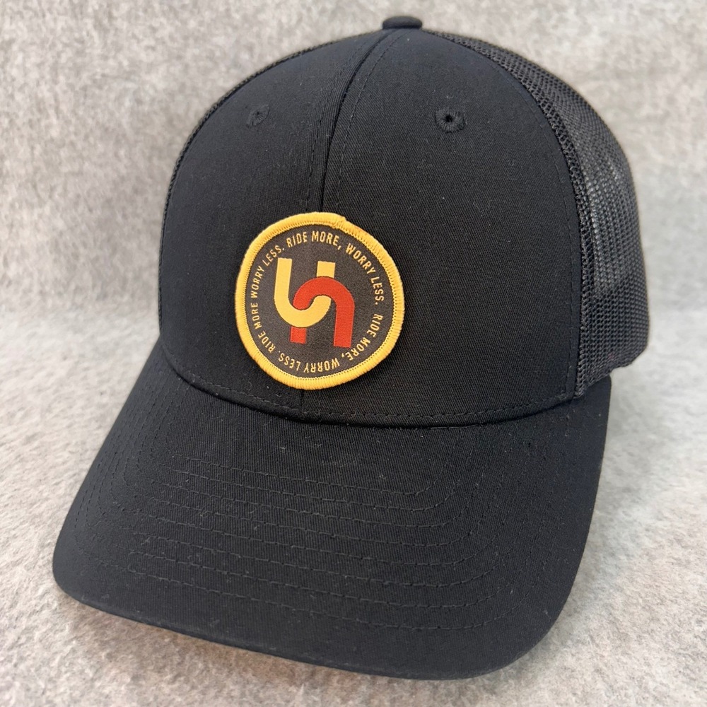 Ride More Worry Less Mens Black Richardson Trucker Hat Snapback Patch MD/LG